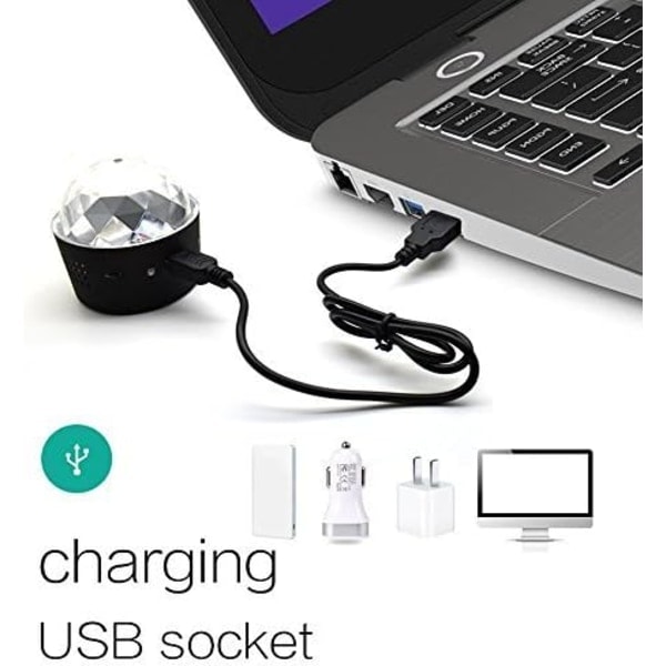 Mini Discolampe, Lydaktivert Flerfarget Batteridrevet