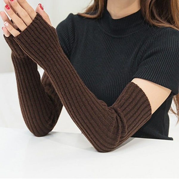 Warm Fingerless Gloves Winter Mittens Knitted Half Finger Cuff Gloves Long Women