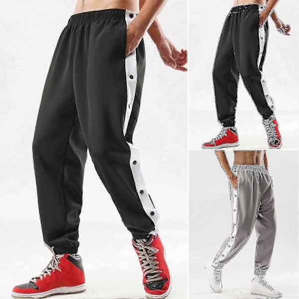Miesten Mid-rise Napilliset Housut Korostusvärillä Koripalloharjoitteluun Verryttelyhousut 2XL Black
