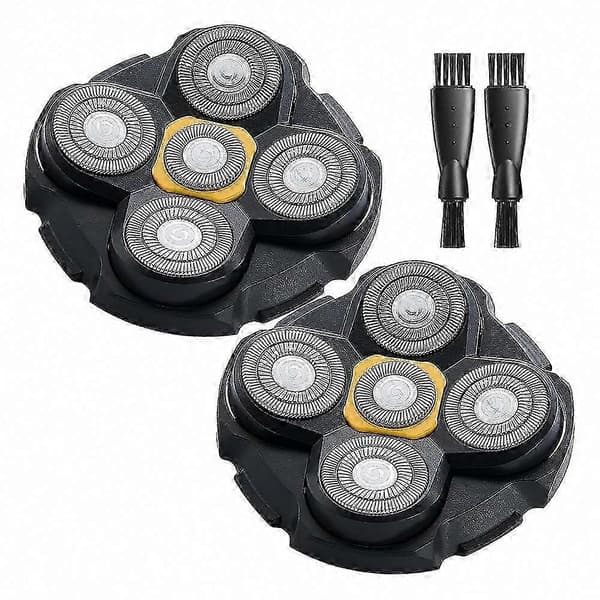 2 STK. Erstatningshoveder til Microtouch Titanium Hovedbarbermaskine, 2 Rensebørster Black & silver
