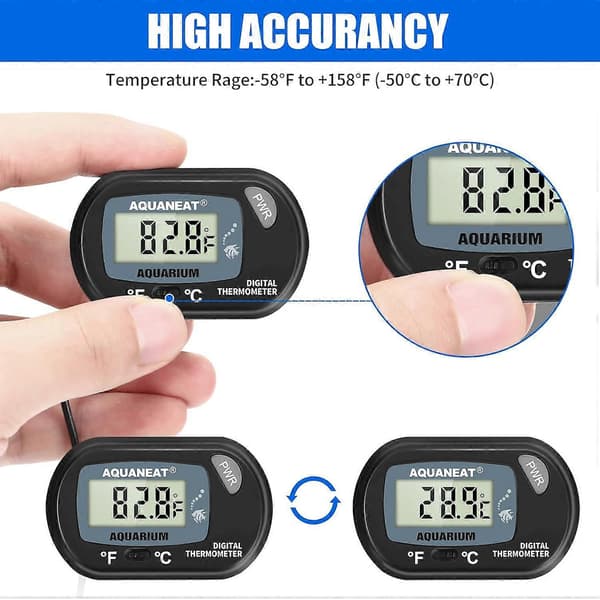 2-pak akvarietermometer, akvarietermometer, digital temperaturtest, med stort LCD-display