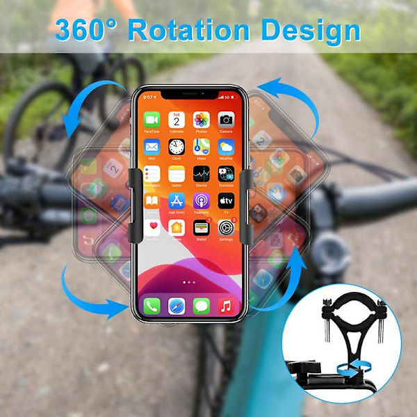 Ryra Metal Bike Phone Holder Motorcycle Aluminum Alloy Anti-slip Bracket black rotatable