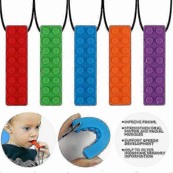 Autisme tyggekjede - Barn Baby Tyggesensorisk tyggekjede Asd Adhd Tåredråpe Spd Blue A