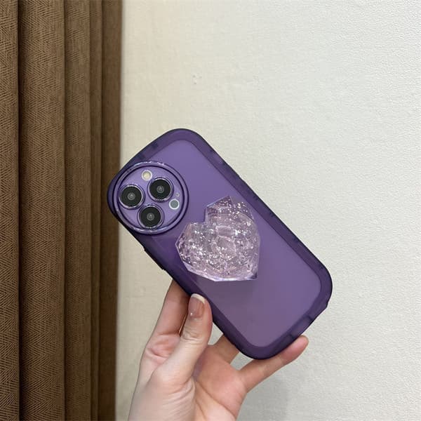 Druvlila mobilskal för iPhone 13, iPhone 14 Pro Max, silikon med kärleksdesign