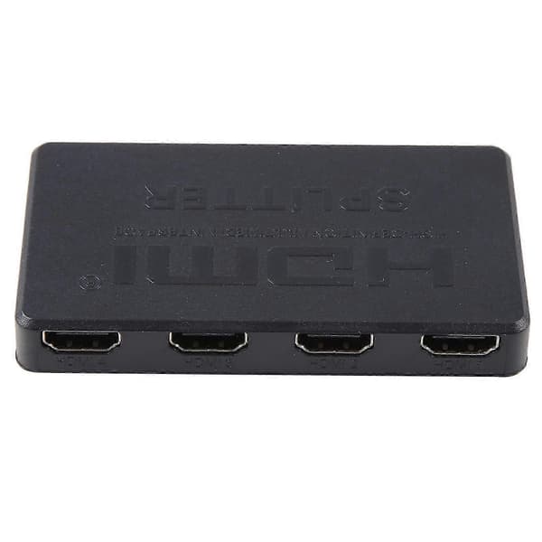 HDMI Splitterbox, 1 ingång 4 utgångar, Stöder 3D 4K 30Hz, USB-strömförsörjning, Svart, Signalregenerering Black