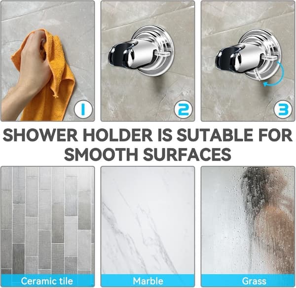 Shower Head Holder, Strong Vacuum Suction Cup Handheld Shower Bracket, Universal Adjustable Shower Holder Suction Cup, Removable