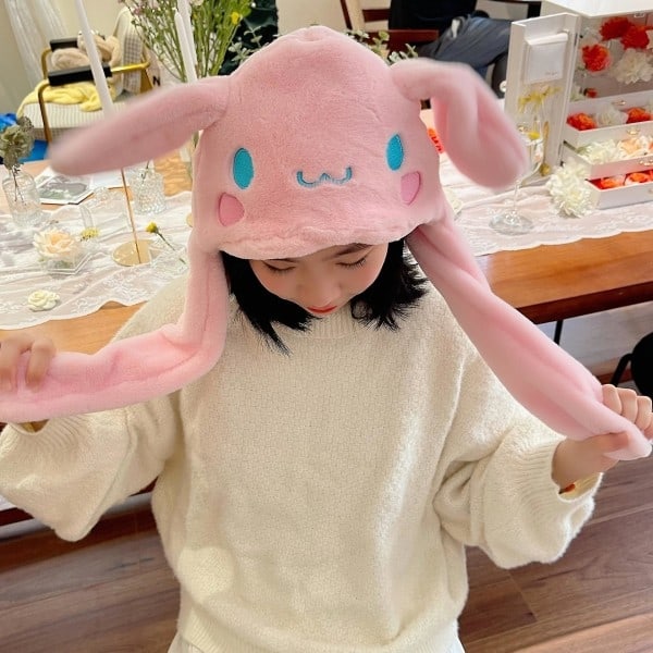 Sød Sanrio-hat Cinnamoroll Tilbehør Kawaii Hold Varmen Forskønnende Hat Ører Bevægelige Anime Bløde Legetøj Til Piger Gave-WELLNGS