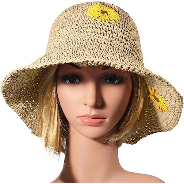 Kvinder Bredskyggede Floppy Solhat Sammenfoldelig Sommer Halmhat Spand Strandhatte