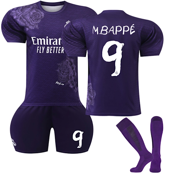 Ny Real Madrid Spesialutgave Barn Jersey Nr. 9 Mbappe Lilla Purple 2XL