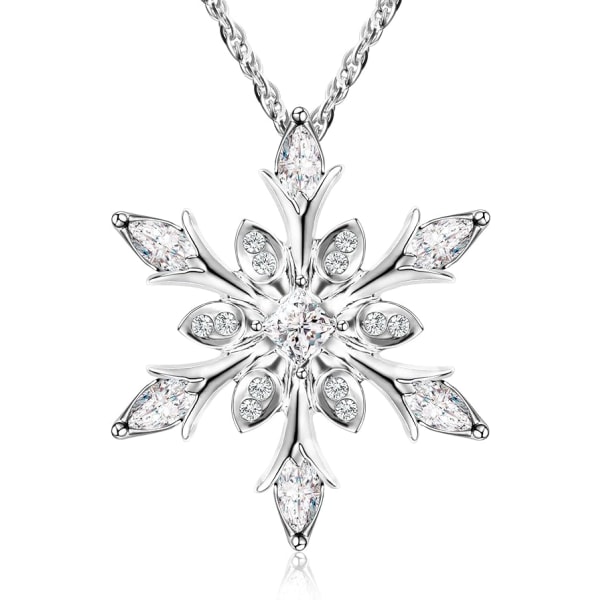 Women Necklace Snowflake Pendant Necklace and Decorated with Crystal Gift for Women in Jewellery Box