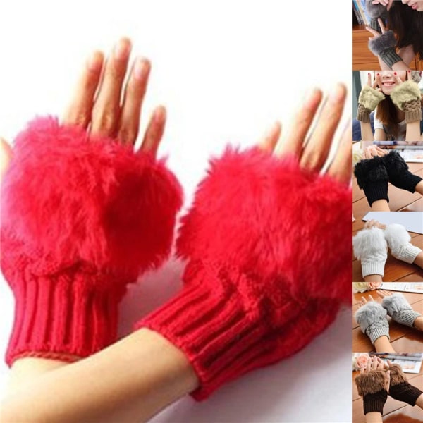 Fingerless Gloves Cute Plush Warm Soft Comfort Short Winter Windbreak Cold-proof Costume Party Gift Ladies Gloves