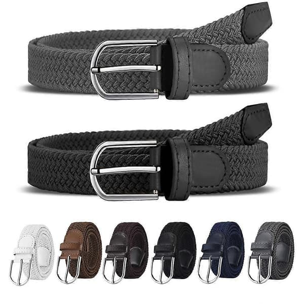 Vävt elastiskt vardagsbälte med stiftspänne i legering, midjerem i canvas för unisex Gray