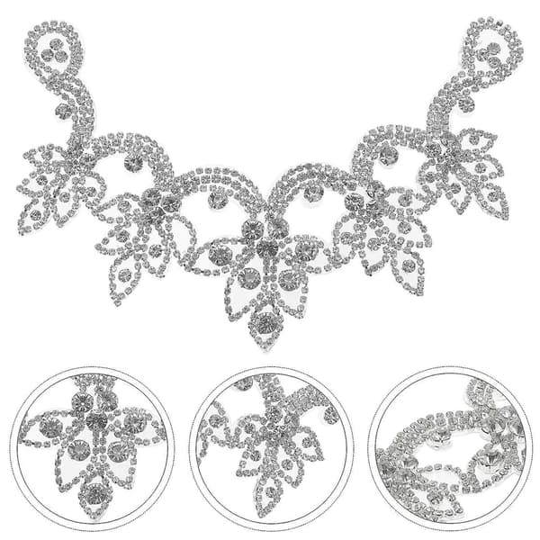 Rhinestone-lapp strykemerke for klesdekorasjon sølv