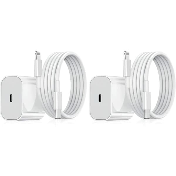 2-pakning - Lader for iPhone - Hurtiglader - Adapter + Kabel 20W Hvit one size iPhone 2-pakning iPhone 2-pakning iPhone 2-pakning 2-Pack iPhone