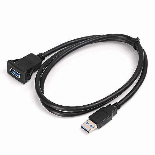 USB 3.0 infälld panel förlängningskabel med låsklämma 1M för bil, lastbil, båt, motorcykel instrumentbräda Black