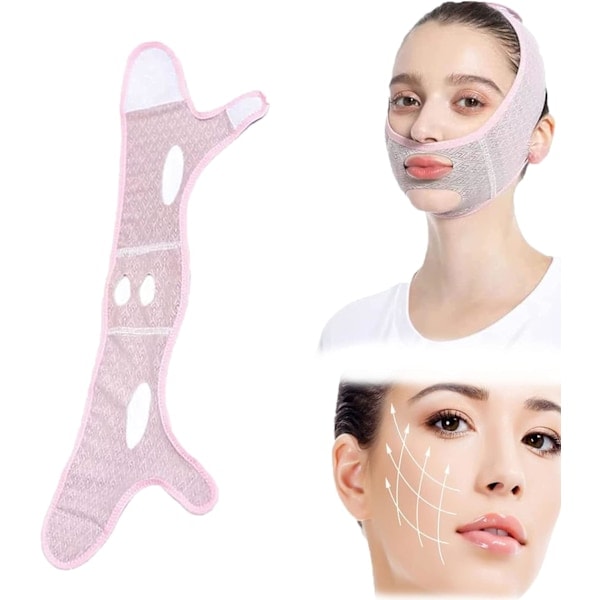 Sömnmask, återanvändbar V-formad ansiktsmask, dubbelhakreducerare, V-formad lyftmask, ansiktslyftande hakrem