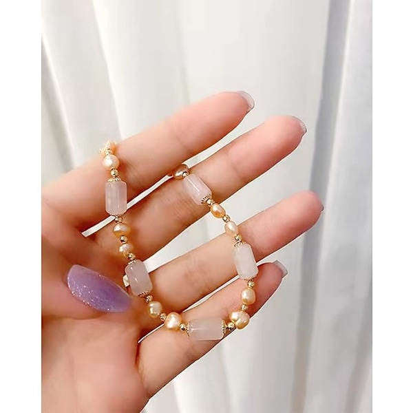 Naturlig jade perlearmbånd gull rikdom lykke jade armbånd amulett for kvinner, heldig jade feng shui helbredende krystallarmbånd…