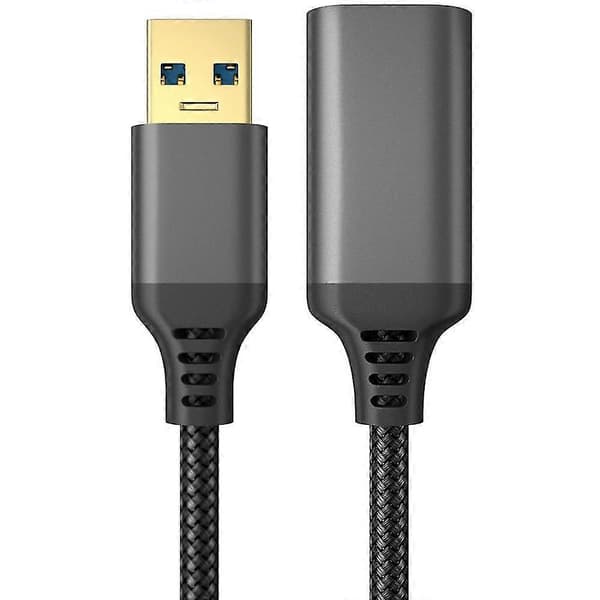 USB 3.0 Typ A Hane-till-hona Förlängningskabel, Slitstarkt Flätat Material, Hög Dataöverföringskabel Hao Svart