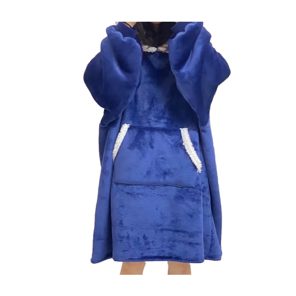 Oversized hettegenserteppe, bærbar hettegenserteppe blue