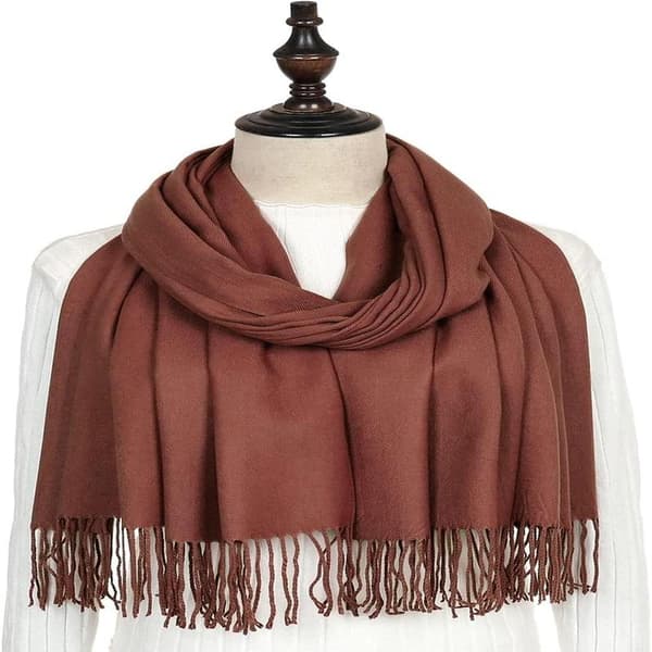 Damesjaler Pashminasjaler og Wraps til Bryllup Tørklæder til Kvinder Vint_tfrf Reddish Brown