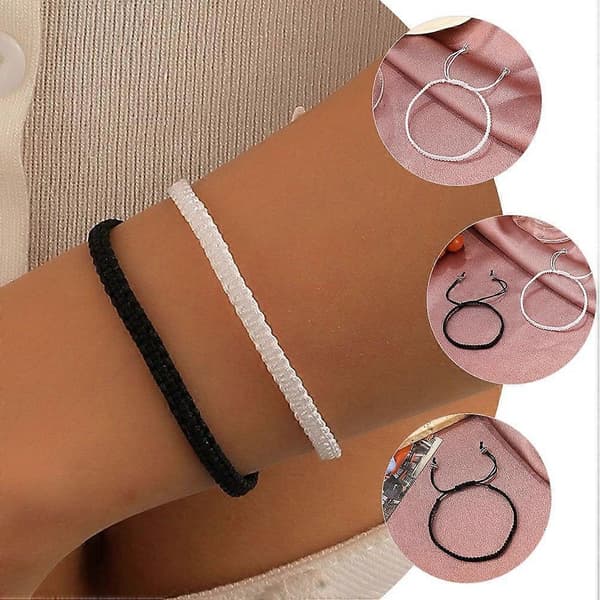 2 par pararmband för par handvävda flickvänner matchande älskare rep