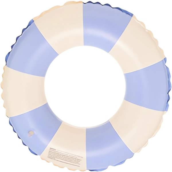 Uppblåsbar badring för vuxna, badring poolboj, retro randig PVC uppblåsbar boj simbassängboj Blue