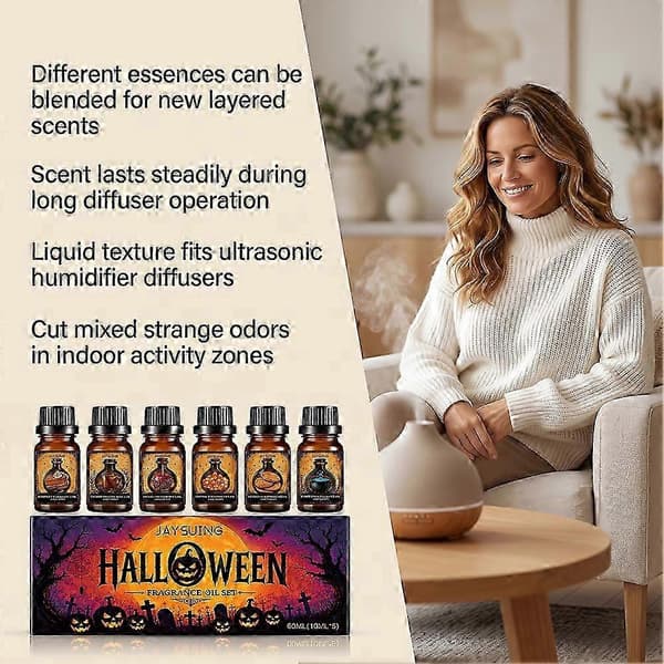 6-pakning Halloween duftoljer Allsidig for diffusere, bad, massasje, stearinlys og såpelaging