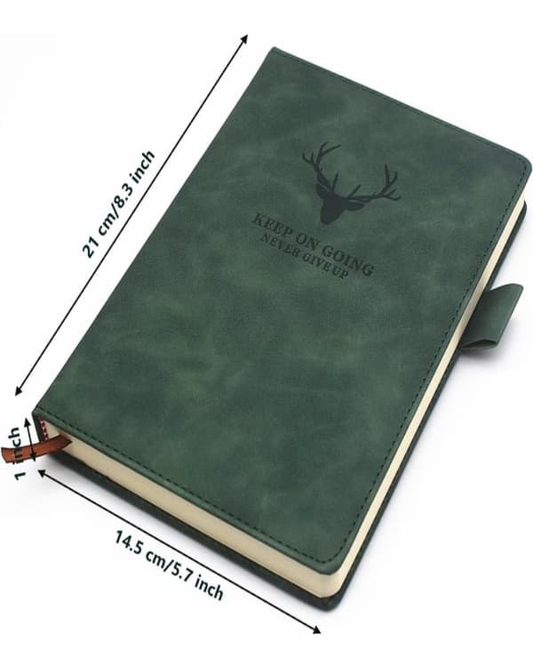 A5-notesbog - Executive-notesbog med hårdt omslag og tykt kvalitetspapir, college-inddelt notesbog, 21 x 14,7 cm, 360 sider (Grøn)