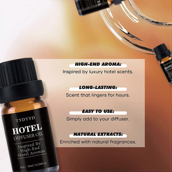Hotel Diffuserolie Inspireret af High-End Hotelaromaer - Premium Duftolie til Ultralyds- og Vandfri Diffusere og Håndværk 10ml 3pcs