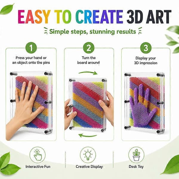 3D Pin Art Sensorisk Leksak för Barn, Flerfärgad Kreativ Pin-Intrycksbräda för Autismterapi och Gåvor