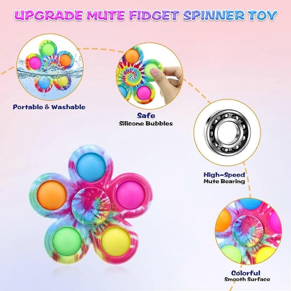Fidget Spinners 2-pakning, Tie Dye Pop Fidget Spinner Poppet for barn og voksne, Fidget Spinners for julebord, goodiebag-fyll, finger-spinner