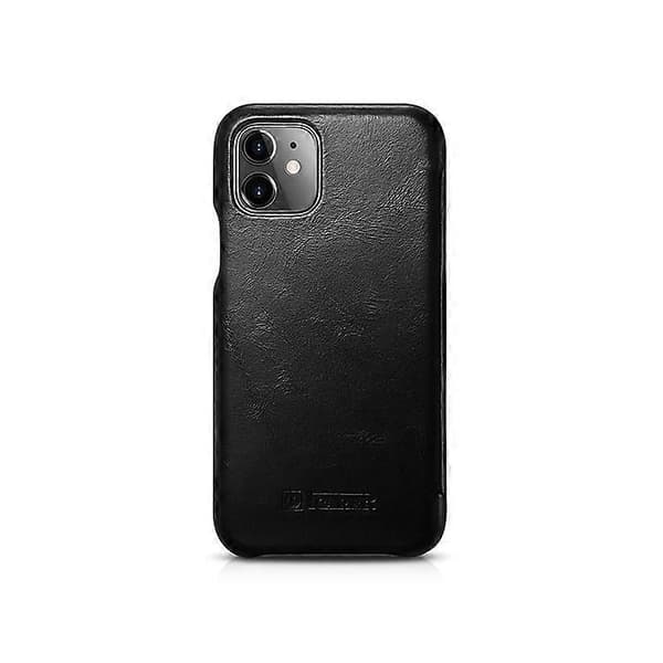 ICARER Retro-stil skinn-folio-flipdeksel kompatibelt med Apple iPhone 11 6,1 tommer - Perfekt Black