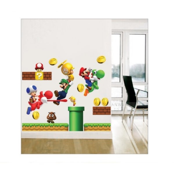 2-pack Nintendo New Super Mario Bros. Rakenna kohtaus kuori ja liimaa makuuhuoneen sisustusseinätarra Super Mario-tarra