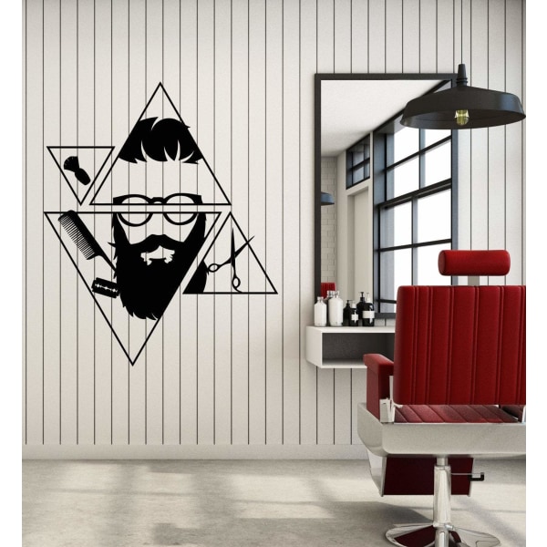 Barber shop wall stickers vinyl decals barber hairdresser beard hipster salon