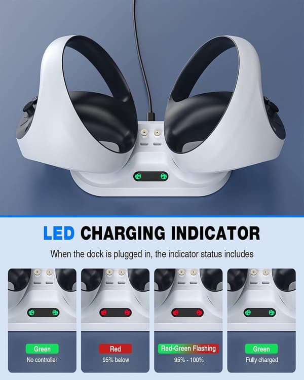 Ladestation kompatibel med VR2-controller, DXGHC-opladningsbase