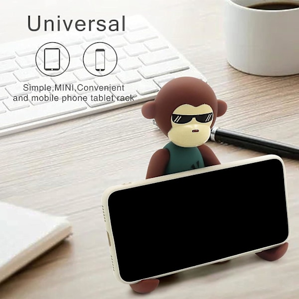 Sjov Dyre-Abe Telefonholder Til Alle Telefoner Mini Ipad, Vinkeljusterbar Til Smartphones Skrivebord Tablets Telefonholder Grøn