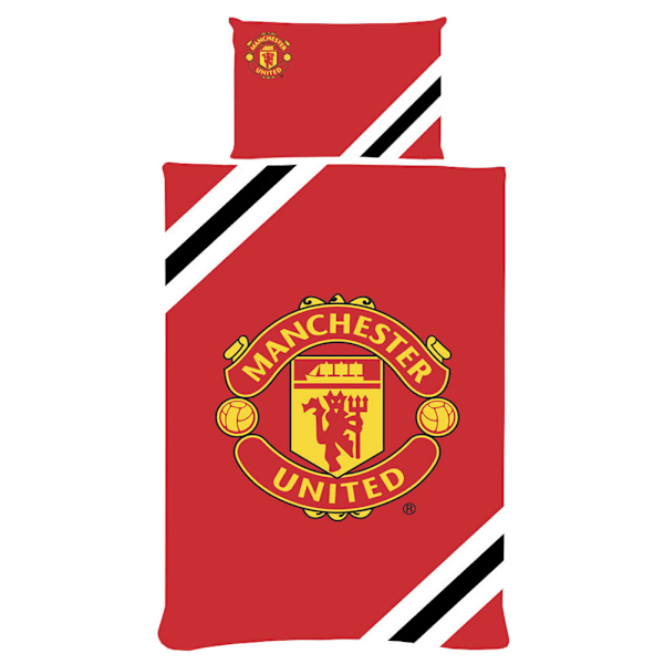 Manchester United FC Core Stripe Dynetrekksett Enkelt Sengetøy Rød/Gul Red/Yellow/Black Red/Yellow/Black Single