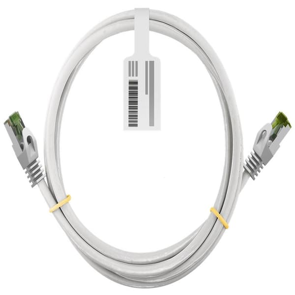 RJ45 patchkabel med CAT 8.1 S/FTP råkabel, AWG 26, vit Vit