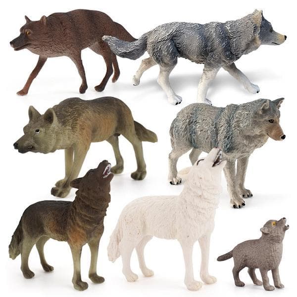 7 st Varg Leksaksfigurer Set Varg Djur Figurer (Varg Set B)