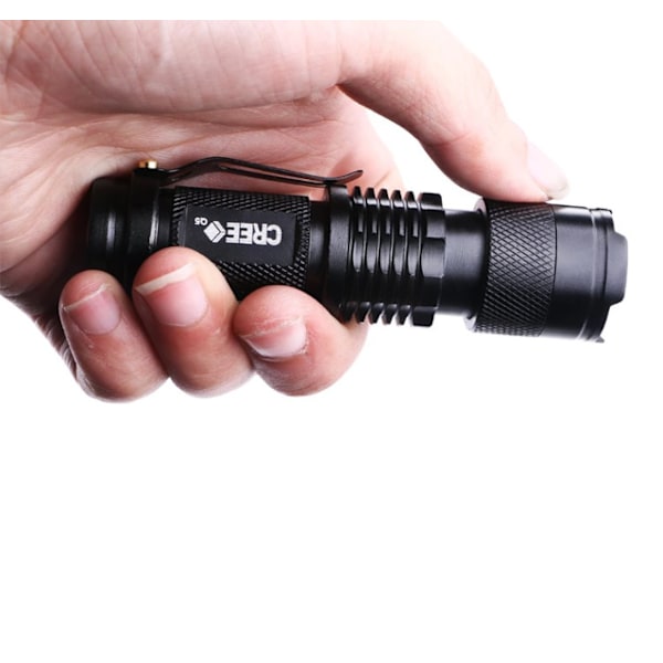 MINI CREE Q5 lommelygte 2000 Lumen VANDTÆT Sort