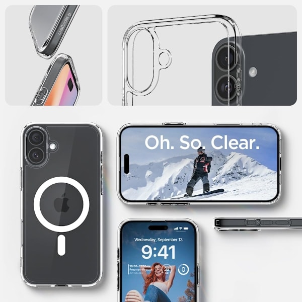 Luksuriøst Magnetisk Klart Deksel for i-Phone 16 plus Magsafe Støtdempende Silikondeksel Transparent