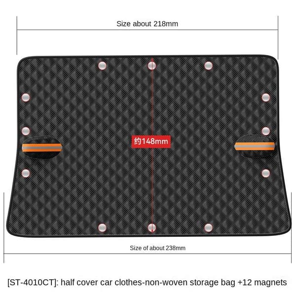 Svart Sportstil Magnetisk Vindskjermdeksel, Tykk Halv Solskjerm & Frostbeskyttelse for Frontrute Basic modell Basic model 238*218 * 148CM