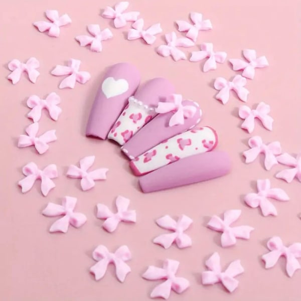 3D Rosett-Nagelstuds Strass Kristall Harts Nagelkonst Berlocker Rosa Rosett Nagelkonst Dekorationer Söta Band Nagel Smycken Tillbehör