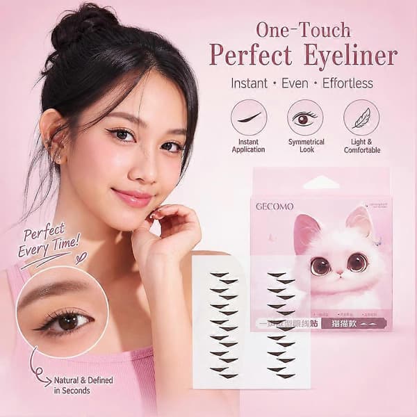 GECOMO One-Step Eyeliner-tarrat - Vedenpitävät Cat Eye Puppy Eye Wing -laput cat Style 1set