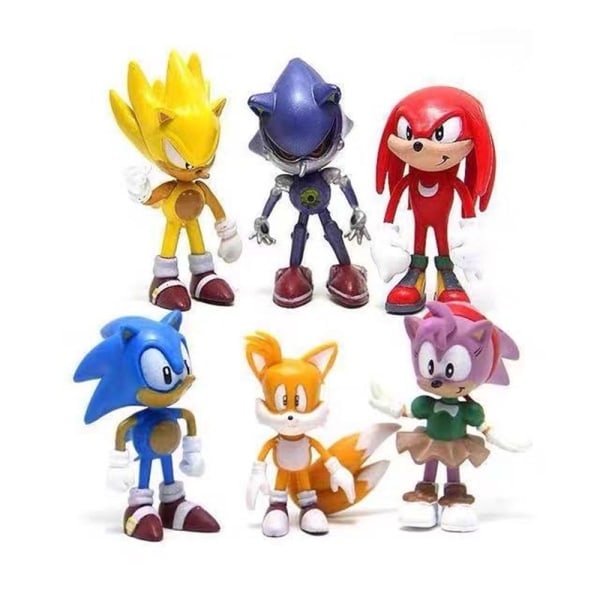 6 st Sonic figurer actionfigur docka leksaker Anime figur - Perfekt