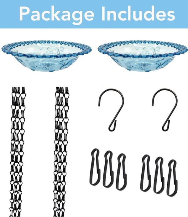 2-pack Hanging Bird Bath and Bird Feeder – Plastic Bath & Hanging Feeder for Garden, Patio and Balcony