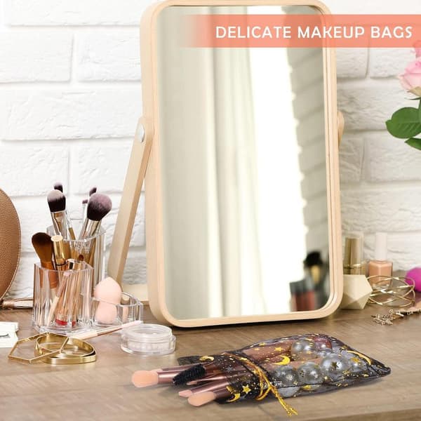 100 organza mesh Guldstämpling Sølvstjerner Månesmykker Bindende mund Gave reb Opbevaring (sort)