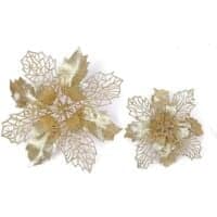 12 stk. Glitter Julestjerne Kunstige Blomster til Juletrepynt (Kongeblå, 11cm)