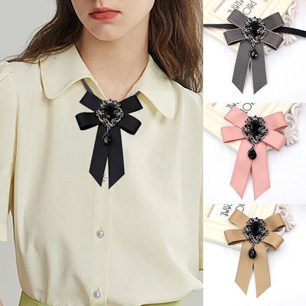 Ladies Mens Vintage Crystal Bow Tie Collar Ribbon Necktie Bowknot Adjustable Acc