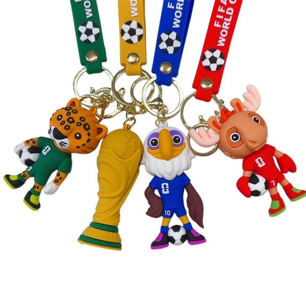 FIFA World Cup Silikone Ørne Maskot Nøglering med Turneringstema Snøre & 7cm×3.5cm Dimensionsdetaljer
